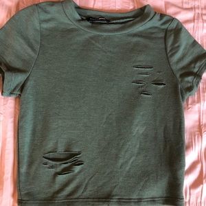 Army green crop top